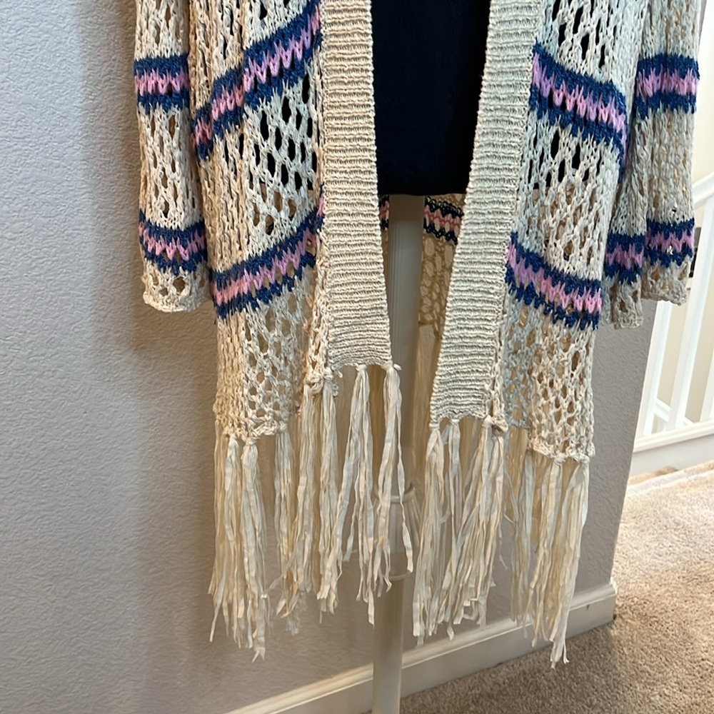 NWT POL Cream and Purple Knit Hooded Cardigan - Picture 7 of 8